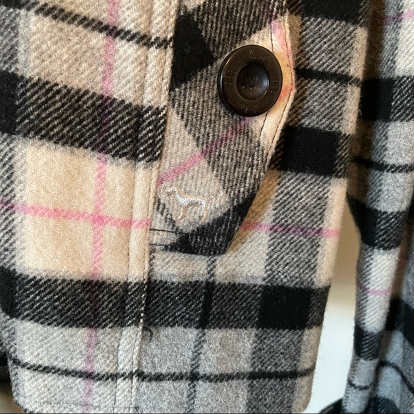 Victoria’s Secret PINK Limited Edition Plaid Pink Grey Fur Winter Coat Size L - Picture 11 of 16